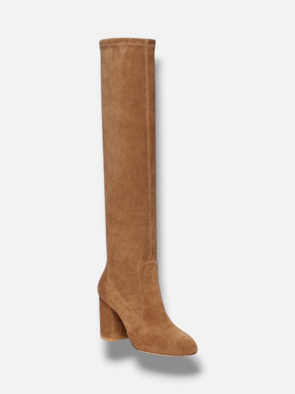 Stuart Weitzman Women's Brown Yuliana 85 Block Heel Slouch Boots Size 9B